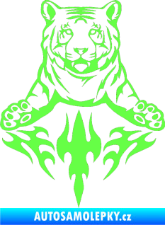 Samolepka Animal flames 045 levá tygr Fluorescentní zelená