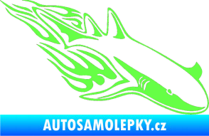 Samolepka Animal flames 048 pravá žralok Fluorescentní zelená