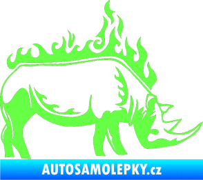 Samolepka Animal flames 049 pravá nosorožec Fluorescentní zelená