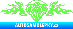 Samolepka Animal flames 058 pravá vlk Fluorescentní zelená