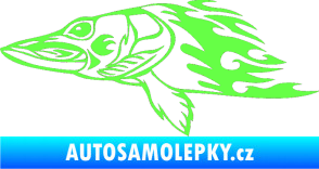 Samolepka Animal flames 074 levá ryba Fluorescentní zelená