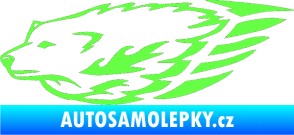 Samolepka Animal flames 078 levá  vlk Fluorescentní zelená