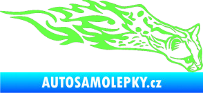 Samolepka Animal flames 080 pravá gepard Fluorescentní zelená