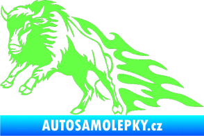 Samolepka Animal flames 089 levá býk Fluorescentní zelená