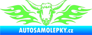 Samolepka Animal flames 098 levá býk Fluorescentní zelená