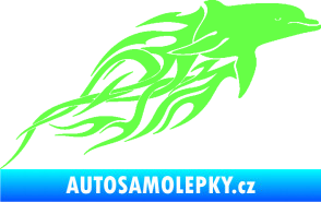 Samolepka Animal flames 102 pravá delfín Fluorescentní zelená