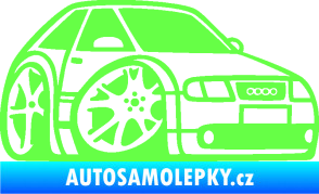 Samolepka Audi A3 karikatura pravá Fluorescentní zelená