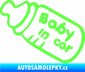 Samolepka Baby in car 001 lahvička na mlíčko Fluorescentní zelená