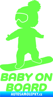 Samolepka Baby on board 009 levá snowboard Fluorescentní zelená