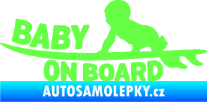 Samolepka Baby on board 010 levá surfing Fluorescentní zelená