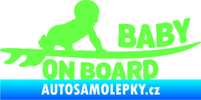 Samolepka Baby on board 010 pravá surfing Fluorescentní zelená