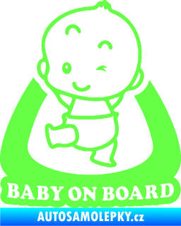 Samolepka Baby on board 011 levá s nápisem Fluorescentní zelená