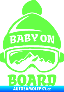 Samolepka Baby on board 012 levá na horách Fluorescentní zelená