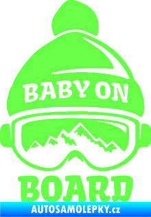 Samolepka Baby on board 012 pravá na horách Fluorescentní zelená