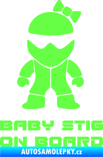 Samolepka Baby stig on board girl Fluorescentní zelená