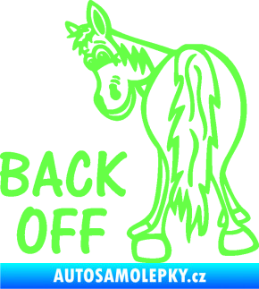 Samolepka Back off levá koník Fluorescentní zelená