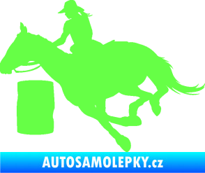 Samolepka Barrel racing 001 levá cowgirl rodeo Fluorescentní zelená