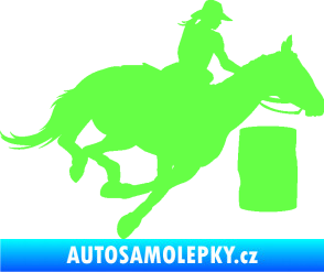 Samolepka Barrel racing 001 pravá cowgirl rodeo Fluorescentní zelená