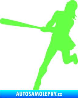 Samolepka Baseball 020 levá hráčka Fluorescentní zelená