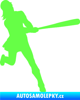 Samolepka Baseball 020 pravá hráčka Fluorescentní zelená