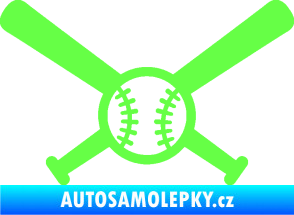 Samolepka Baseball míček a pálky Fluorescentní zelená