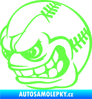 Samolepka Baseballový míček 001 levá s obličejem Fluorescentní zelená
