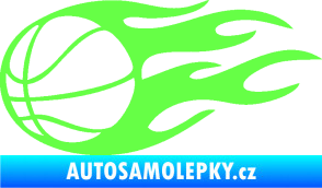 Samolepka Basketbalový míč 003 levá v plamenech  Fluorescentní zelená