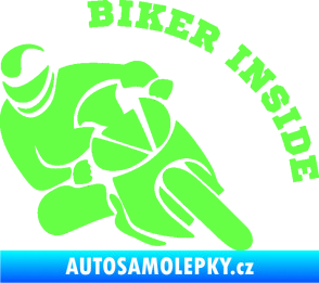 Samolepka Biker inside 002 levá motorkář Fluorescentní zelená