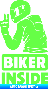 Samolepka Biker inside 003 levá motorkář Fluorescentní zelená