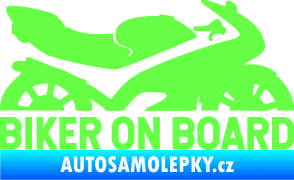 Samolepka Biker on board pravá motorka Fluorescentní zelená