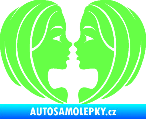 Samolepka Blíženci 002  Fluorescentní zelená