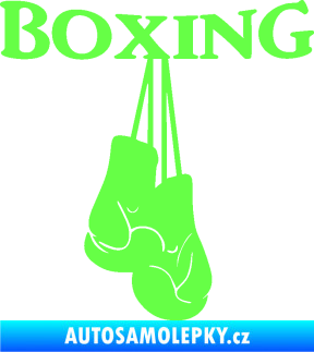 Samolepka Boxing nápis s rukavicemi Fluorescentní zelená