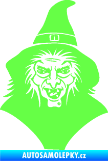 Samolepka Čarodějnice 002 pravá hlava s kloboukem Fluorescentní zelená