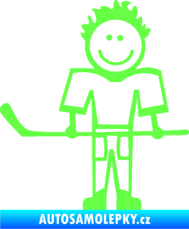 Samolepka Cartoon family kluk 002 levá hokejista Fluorescentní zelená