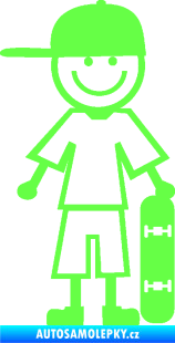 Samolepka Cartoon family kluk 003 pravá skateboardista Fluorescentní zelená