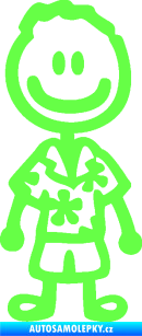 Samolepka Cartoon family kluk Hawaii Fluorescentní zelená