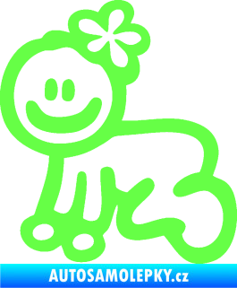 Samolepka Cartoon family mimi holčička Hawaii Fluorescentní zelená