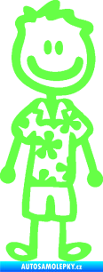 Samolepka Cartoon family mladík Hawaii  Fluorescentní zelená