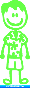 Samolepka Cartoon family táta Hawaii Fluorescentní zelená