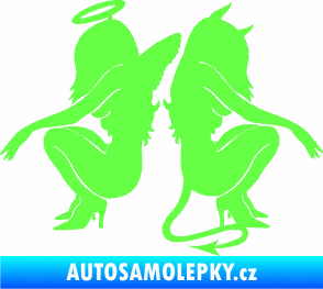 Samolepka Čertice 007 pravá s andělem Fluorescentní zelená