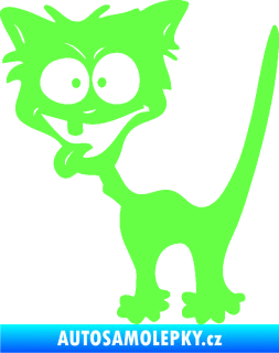 Samolepka Crazy cat levá bláznivá kočka Fluorescentní zelená
