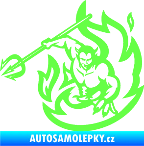 Samolepka Ďábel 002 levá s vidlemi Fluorescentní zelená