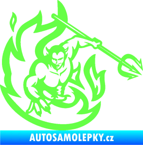 Samolepka Ďábel 002 pravá s vidlemi Fluorescentní zelená