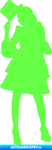 Samolepka Dáma s kloboukem 001 levá Fluorescentní zelená