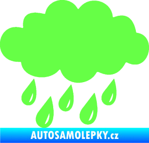 Samolepka Déšť 001 levá mrak a kapky Fluorescentní zelená