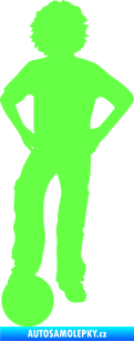 Samolepka Děti silueta 004 levá kluk fotbalista Fluorescentní zelená