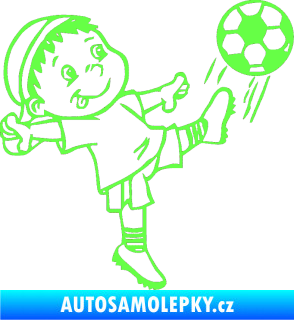 Samolepka Dítě v autě 022 pravá fotbalista s míčem Fluorescentní zelená