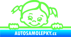 Samolepka Dítě v autě 030 levá malá slečna hlavička Fluorescentní zelená