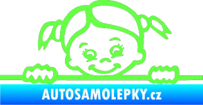 Samolepka Dítě v autě 030 pravá malá slečna hlavička Fluorescentní zelená