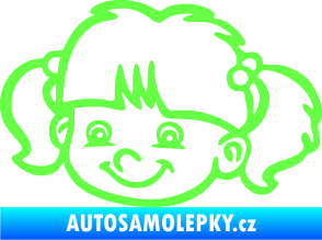 Samolepka Dítě v autě 035 levá holka hlavička Fluorescentní zelená